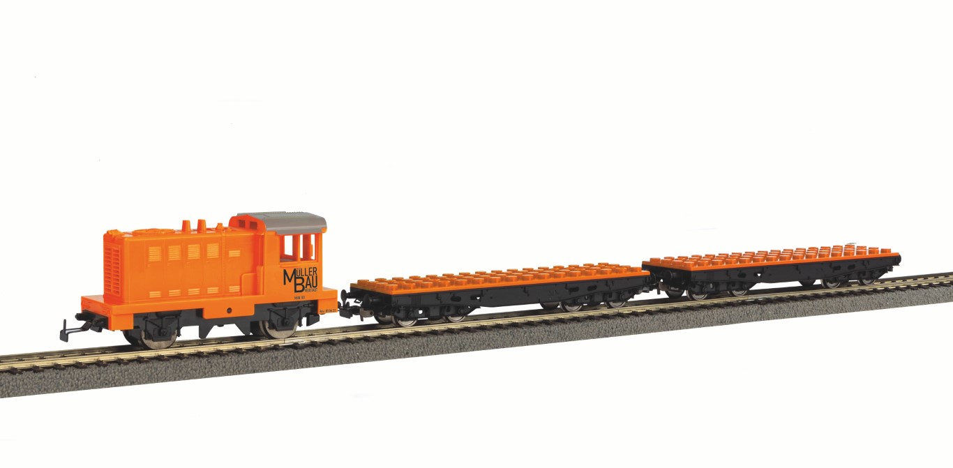 Piko 57143 - S-Set Diesellok mit Klemmbausteinwage